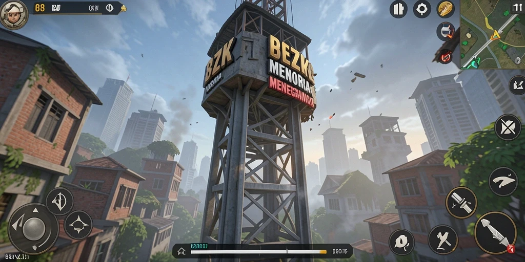 Tampilan gameplay 8ZK dengan aksi menara pertahanan yang intens.
