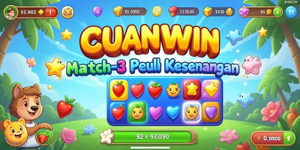 Gameplay <strong>CUANWIN</strong> yang penuh warna dengan kombinasi permata yang seru.