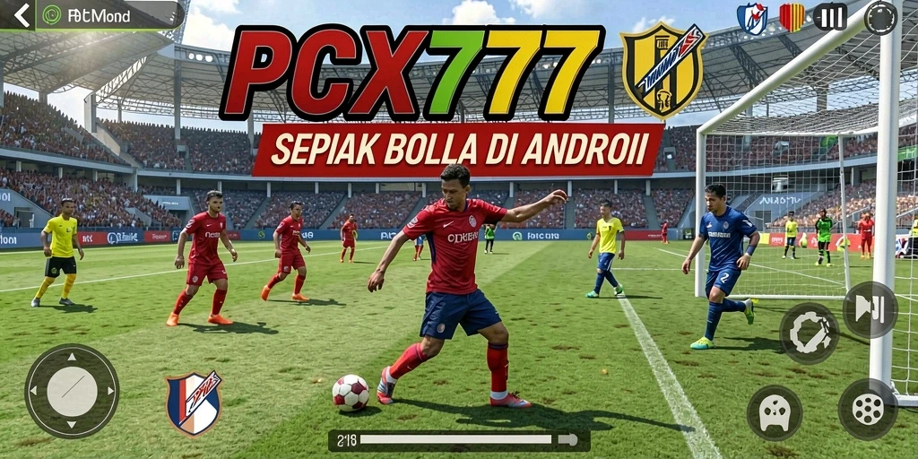Tampilan gameplay seru dalam PCX777 dengan pemain dan strategi sepak bola.