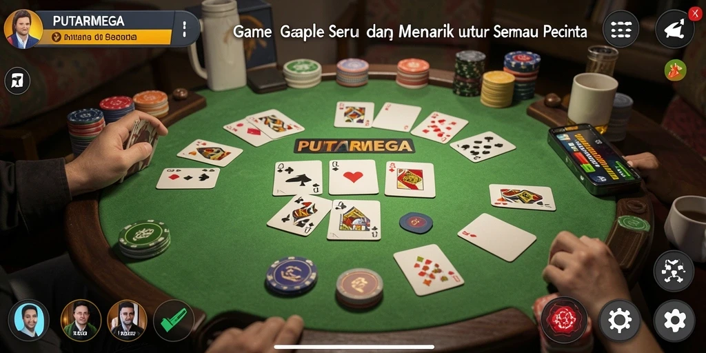 Tampilan gameplay seru di PUTARMEGA saat bermain Gaple.