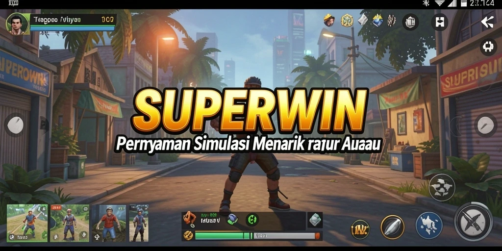 Tampilan gameplay SUPERWIN yang menarik dengan berbagai elemen simulasi.
